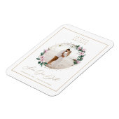 Magnolia Floral Gold Circle Foto van Save the Date Magneet (Linkerzijde)