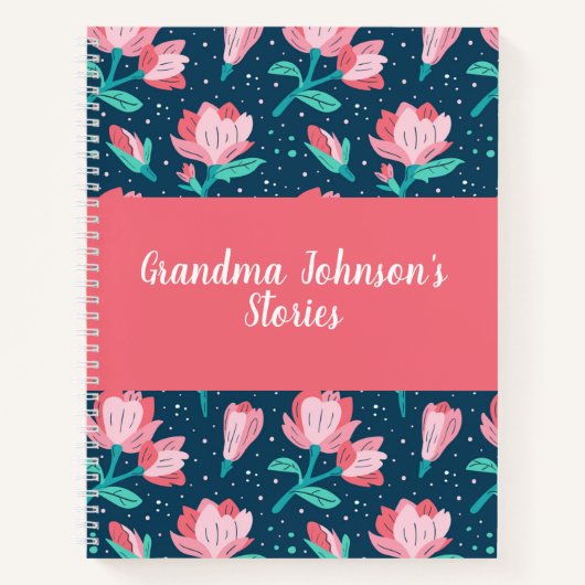 Magnolia Floral Grandma's Artikels Name Memory Boo Notitieboek (Voorkant)
