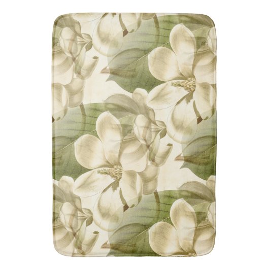 magnolia floral green badmat (Voorkant Verticaal)