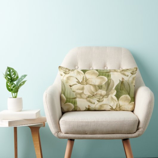 magnolia floral green kussen (Stoel)