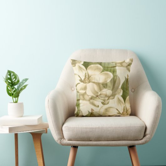 magnolia floral green kussen (Stoel)