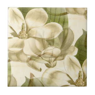 magnolia floral green tegeltje