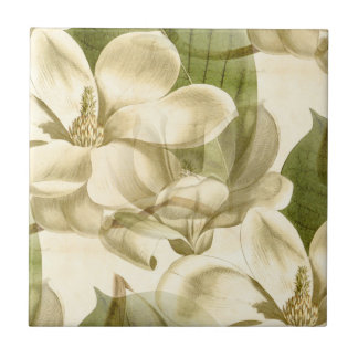 magnolia floral green tegeltje