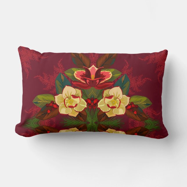  Magnolia Floral Kerstmis Kussen (Voorkant)