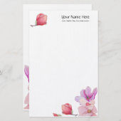 Magnolia Floral Linen Stationery Briefpapier (Voorkant / Achterkant)