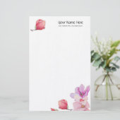 Magnolia Floral Linen Stationery Briefpapier (Staand voorkant)
