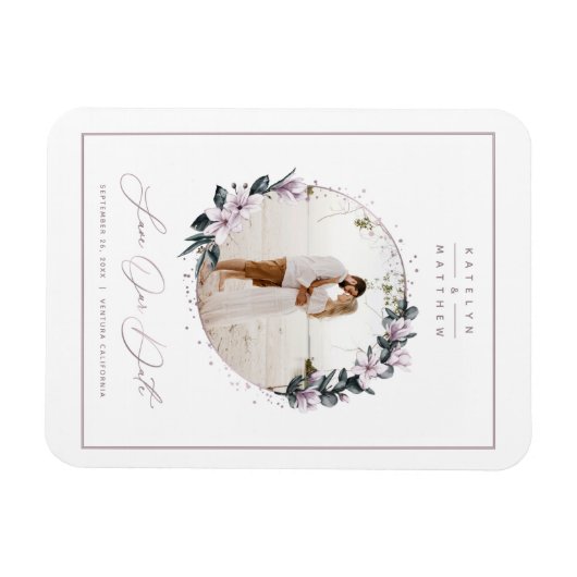 Magnolia Floral & Mauve Circle Foto van Save The D Magneet (Horizontaal)