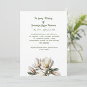 Magnolia Floral Memorial Funeral Service Card Kaart (Staand voorkant)
