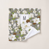 Magnolia Floral Monogram Bad Handdoek (Wasdoekje)