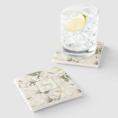 Magnolia Floral Monogram Stone Onderzetter (Zijkant)