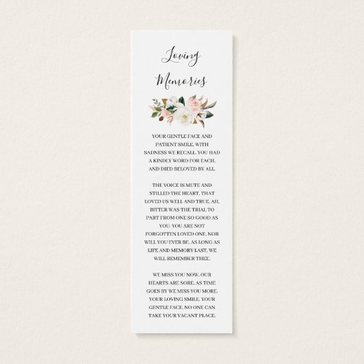 Magnolia Floral Photo Funeral Poem Bladwijzer Kaar Mini Visitekaartjes (Achterkant)
