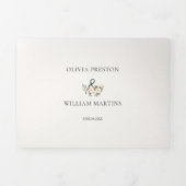 Magnolia Floral Photo Weddenschap met RSVP QR Code Drieluik Uitnodiging (Cover)