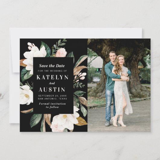 magnolia floral photosave the date card save the date (Voorkant)