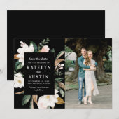 magnolia floral photosave the date card save the date (Voorkant / Achterkant)