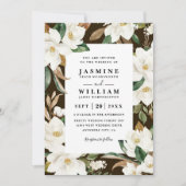 Magnolia Floral Rustic Elegant QR Code Wedding Kaart (Voorkant)