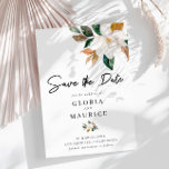 Magnolia floral Save the Date<br><div class="desc">bloemontwerp met bewerkbare tekst en prachtig script.</div>