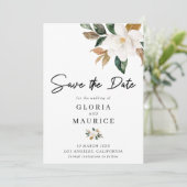 Magnolia floral Save the Date (Staand voorkant)
