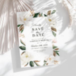 Magnolia floral save the date card<br><div class="desc">prachtig bloemetjesvormig ontwerp met waterverf magnolia bloemen en rode tekst</div>
