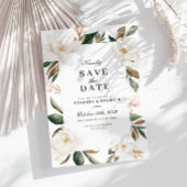 Magnolia floral save the date card