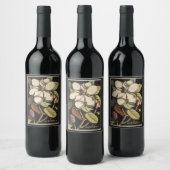  Magnolia Floral Script Name Wijn Etiket (Flessen)