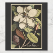 Magnolia Floral Script Name Wijn Etiket (Enkel label)