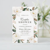 Magnolia floral stellen douche-uitnodiging save the date (Staand voorkant)