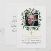 Magnolia Floral Sympathy Begrafenisfoto Bedankkaart (Voorkant / Achterkant)