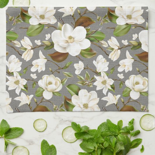 Magnolia Floral Theedoek (Gevouwen)