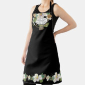 Magnolia Floral Waterverf Black in White Kitchen Schort (Insitu)