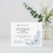 Magnolia Floral Waterverf Blue n White Reception RSVP Kaartje (Staand voorkant)