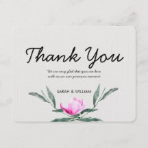 Magnolia Floral Waterverf bruiloft bedankje
