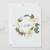 Magnolia Floral Waterverf Foliage Dusty Blue Navy Kaart (Achterkant)