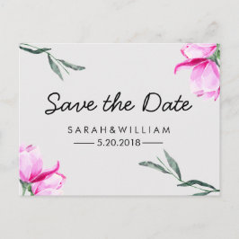Magnolia Floral Waterverf Save The Date Briefkaart