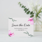 Magnolia Floral Waterverf Save The Date Briefkaart (Staand voorkant)