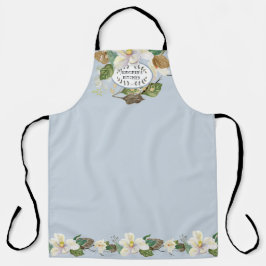 Magnolia Floral Waterverf Stusty Blue Moms Kitchen Schort