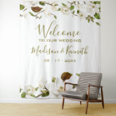 Magnolia Floral Wedding Backdrop Wandkleed (In situ)