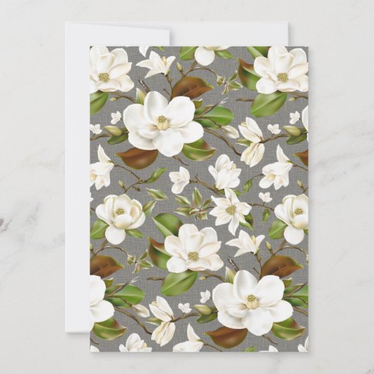 Magnolia Floral Wedding Kaart (Achterkant)