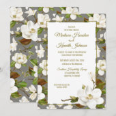 Magnolia Floral Wedding Kaart (Voorkant / Achterkant)