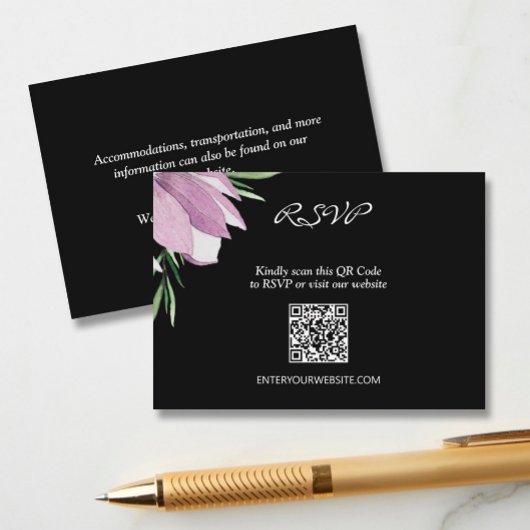 Magnolia Floral Wedding QR RSVP Informatiekaartje