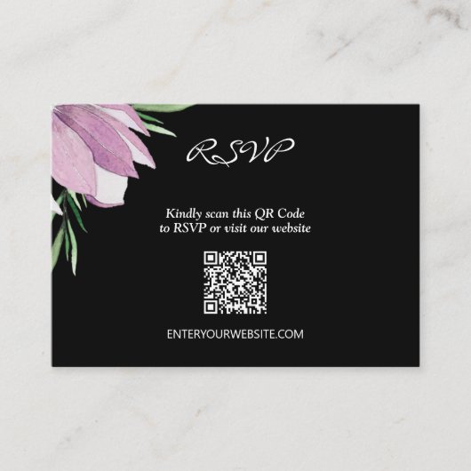 Magnolia Floral Wedding QR RSVP Informatiekaartje (Voorkant)