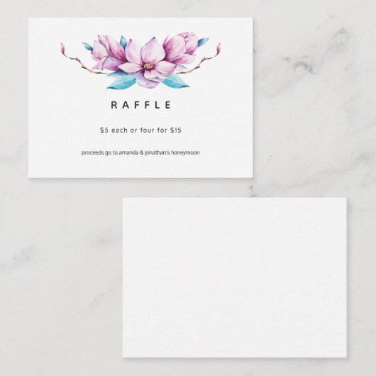 Magnolia Floral Wedding Raffle Informatiekaartje (Voorkant / Achterkant)