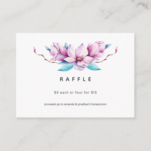 Magnolia Floral Wedding Raffle Informatiekaartje (Voorkant)
