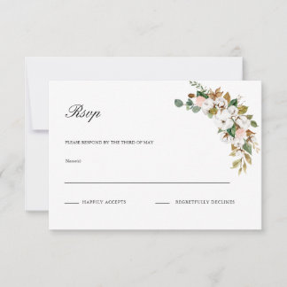 Magnolia Floral Wedding RSVP-kaart RSVP Kaartje