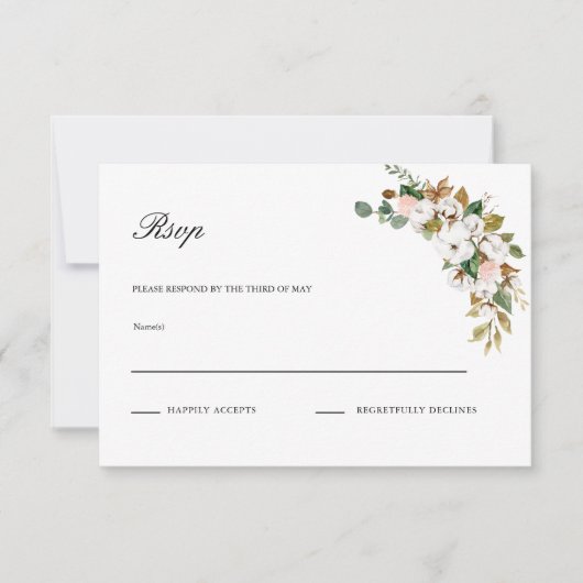 Magnolia Floral Wedding RSVP-kaart RSVP Kaartje (Voorkant)