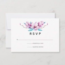 Magnolia Floral Wedding RSVP Kaartje