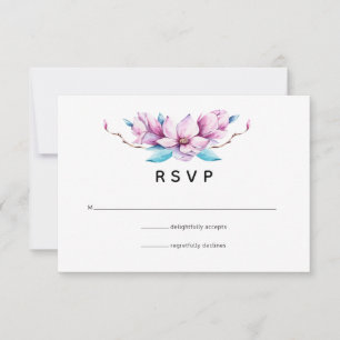 Magnolia Floral Wedding RSVP Kaartje