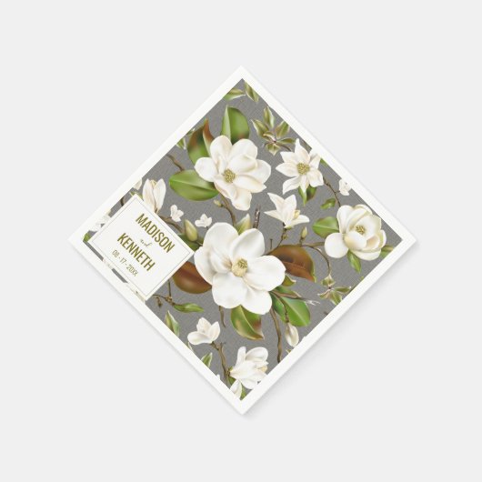 Magnolia Floral Wedding Servet (Hoek)