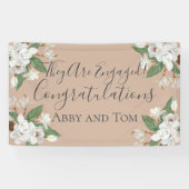 Magnolia Floral White Green Pink Verloving Spandoek (Horizontaal)