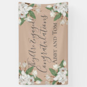 Magnolia Floral White Green Pink Verloving Spandoek (Verticaal)