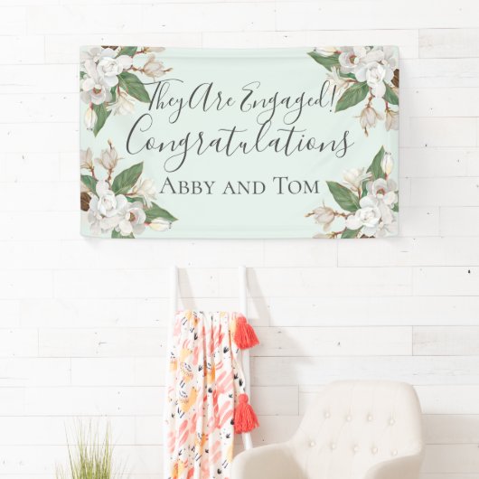 Magnolia Floral White Green Verloving Banner (Insitu)